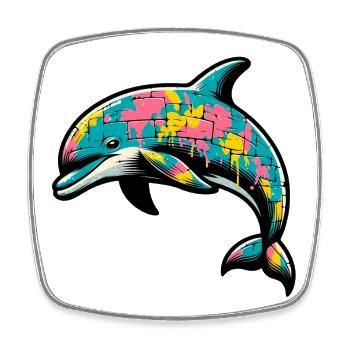 Dolphin - Square fridge magnet - white - Front