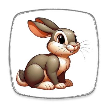 Rabbit - Square fridge magnet - white - Front