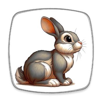 Rabbit - Square fridge magnet - white - Front