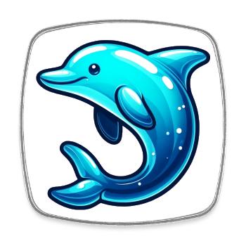 Dolphin - Square fridge magnet - white - Front