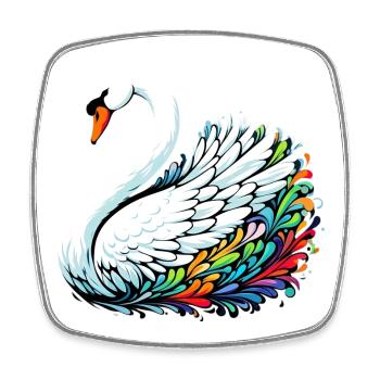 Schwan - Viereckiger Kühlschrankmagnet - Weiß - Vorne