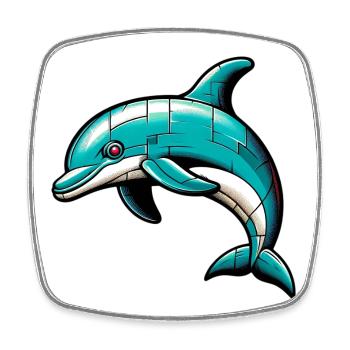 Delfin - Viereckiger Kühlschrankmagnet - Weiß - Vorne