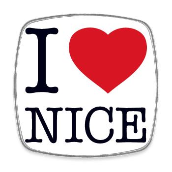 I LOVE NICE Nizza - Viereckiger Kühlschrankmagnet - Weiß - Vorne