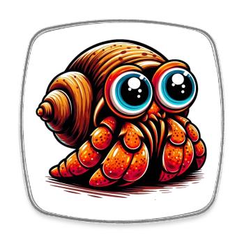 Hermit crab - Square fridge magnet - white - Front