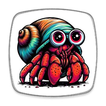 Hermit crab - Square fridge magnet - white - Front