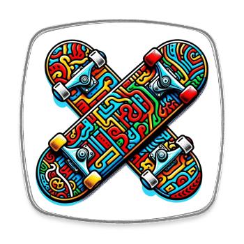 Skateboard - Magnet carré - blanc - Devant