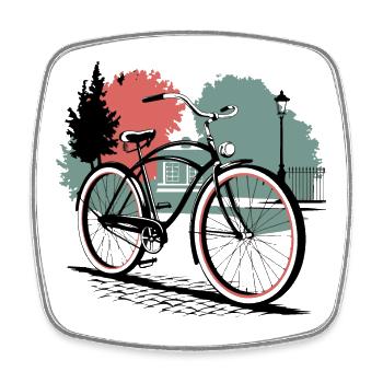 Vintage Bicycle Serenity - Square fridge magnet - white - Front