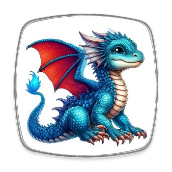 Dragon - Square fridge magnet - white - Front