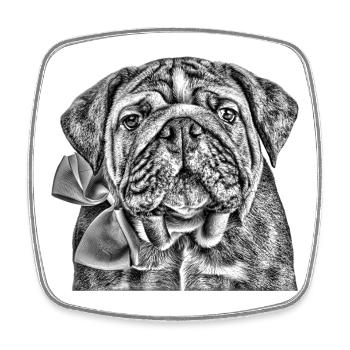 Bouledogue avec nœud – graphique - Magnet carré - blanc - Devant