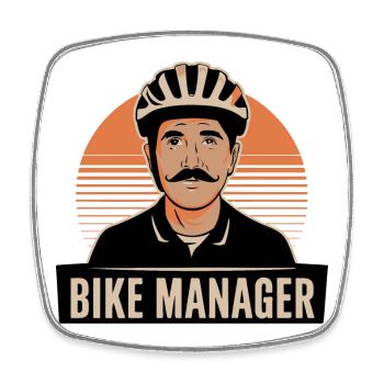 Retro Bike Manager Porträt - Viereckiger Kühlschrankmagnet - Weiß - Vorne