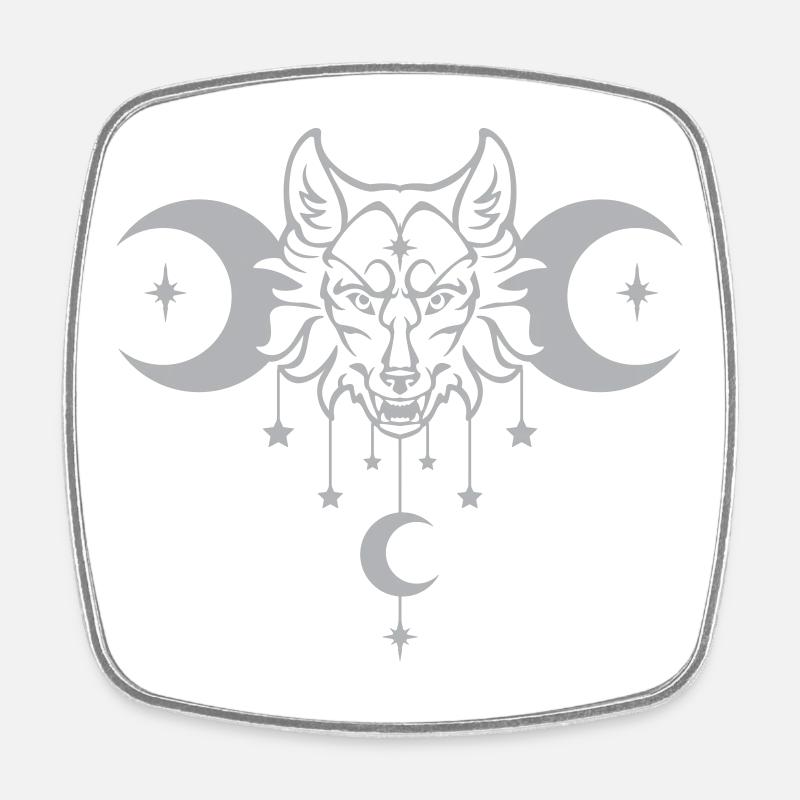 Wicca Moon Wolf - Customizable Color - Square fridge magnet - white