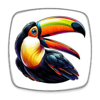 Toucan - Magnet carré - blanc - Devant