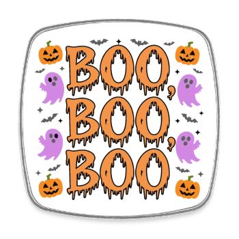 Lustige Halloween-'BOO'-Geister und Kürbisse - Viereckiger Kühlschrankmagnet - Weiß - Vorne