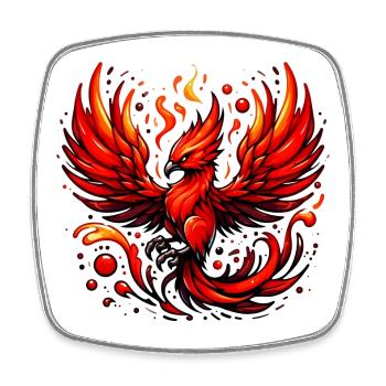 Red Phoenix - Square fridge magnet - white - Front