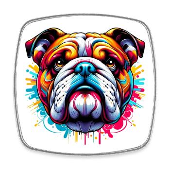English Bulldog Dog - Square fridge magnet - white - Front