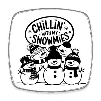 Chillen mit meinen Schneemännern Schneemänner. - Viereckiger Kühlschrankmagnet - Weiß - Vorne