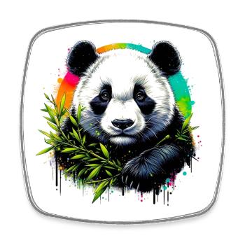Panda - Viereckiger Kühlschrankmagnet - Weiß - Vorne