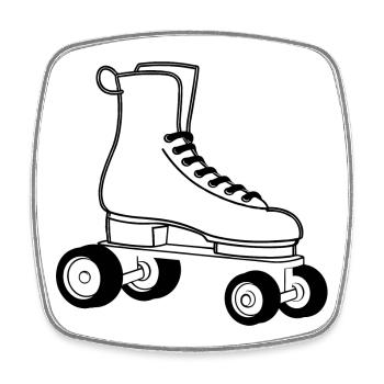 Roller Skates Line Art - Square fridge magnet - white - Front