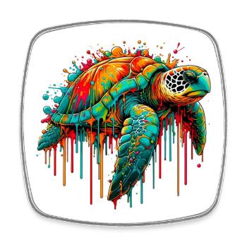 Turtle - Square fridge magnet - white - Front