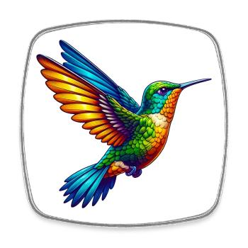 Kolibri - Viereckiger Kühlschrankmagnet - Weiß - Vorne
