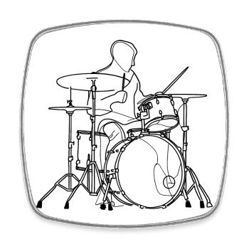 Dessin du batteur - Magnet carré - blanc - Devant