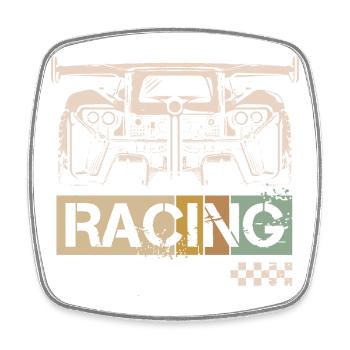 retro racing car racing tuner tuning race - Square fridge magnet - white - Front
