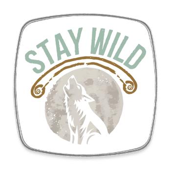 Stay Wild Wolf T-Shirt - Viereckiger Kühlschrankmagnet - Weiß - Vorne