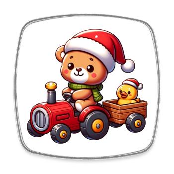 Teddy comme le Père Noël et petit canard mignon - Magnet carré - blanc - Devant