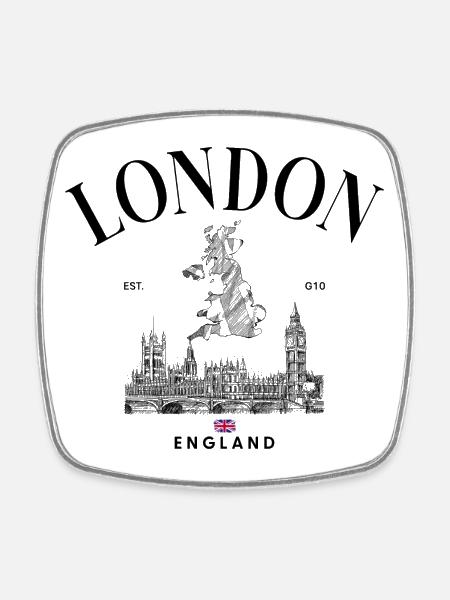 Tiny Union Jack on Black - Square fridge magnet - white