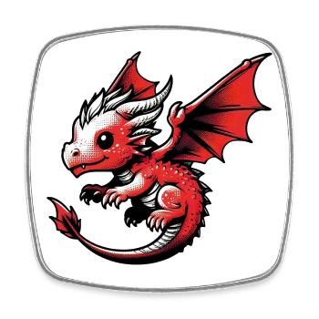 Drache - Viereckiger Kühlschrankmagnet - Weiß - Vorne