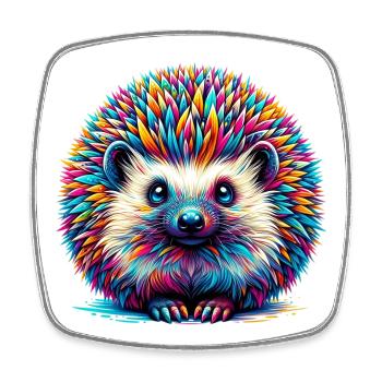 Igel - Viereckiger Kühlschrankmagnet - Weiß - Vorne