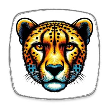 Cheetah - Square fridge magnet - white - Front