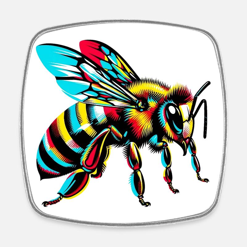Abeille - Magnet carré - blanc