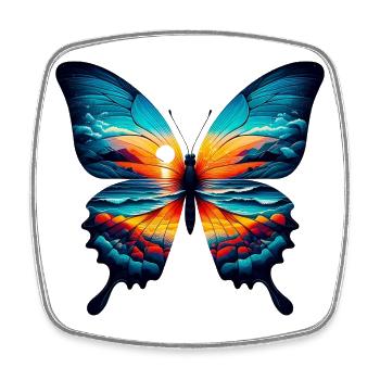 Papillon - Magnet carré - blanc - Devant