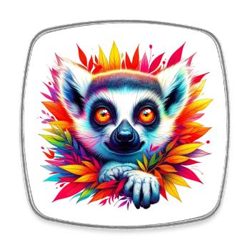 Lemur - Viereckiger Kühlschrankmagnet - Weiß - Vorne