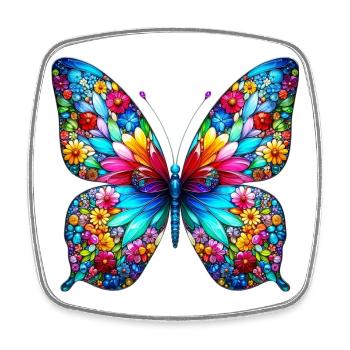 Schmetterling - Viereckiger Kühlschrankmagnet - Weiß - Vorne
