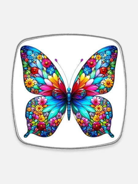 Schmetterling - Viereckiger Kühlschrankmagnet - Weiß