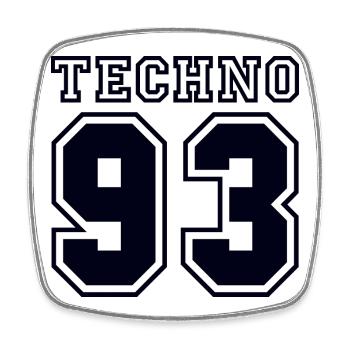 TECHNO 93 - Viereckiger Kühlschrankmagnet - Weiß - Vorne
