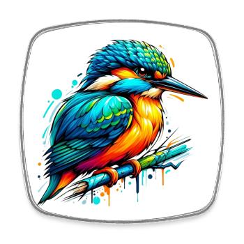 Martin-pêcheur - Magnet carré - blanc - Devant