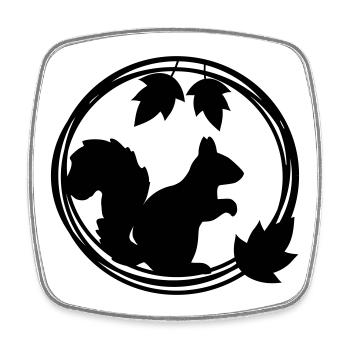 Silhouette d’écureuil en couronne de feuilles - Magnet carré - blanc - Devant