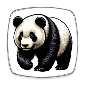 Panda - Viereckiger Kühlschrankmagnet - Weiß - Vorne