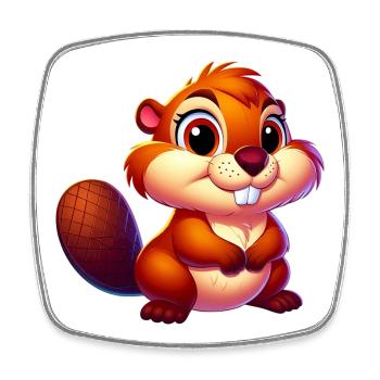 Beaver - Square fridge magnet - white - Front