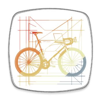 Bicycle Drawing Retro - Square fridge magnet - white - Front