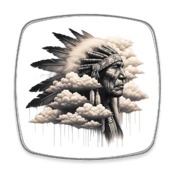 Amérindien Américain - Magnet carré - blanc - Devant