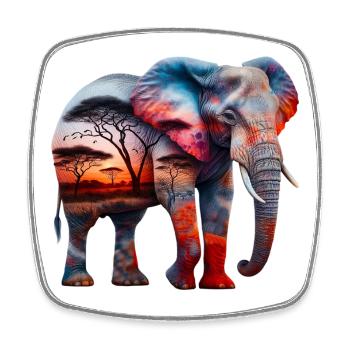 Elefant - Viereckiger Kühlschrankmagnet - Weiß - Vorne