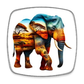Elephant - Square fridge magnet - white - Front