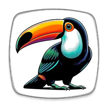 Toucan - Square fridge magnet - white - Front