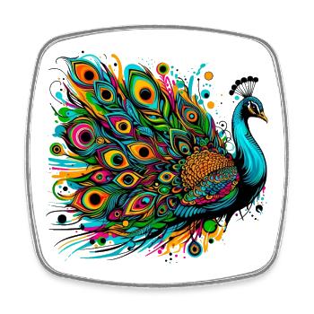 Pfau - Viereckiger Kühlschrankmagnet - Weiß - Vorne