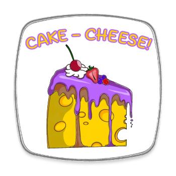 Cheese Lovers Funny Cute Cake Design for Foodies - Square fridge magnet - white - Front