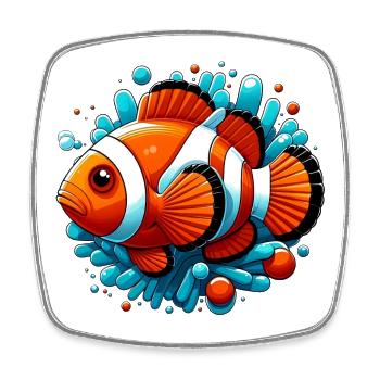 Clownfisch - Viereckiger Kühlschrankmagnet - Weiß - Vorne